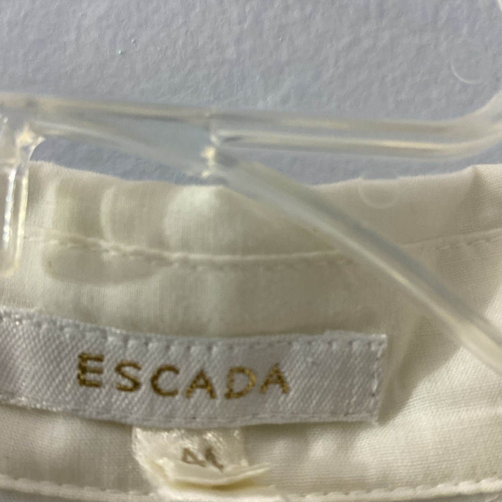 Escada Eyelet White Collared Button Down Quarter … - image 6